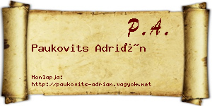 Paukovits Adrián névjegykártya